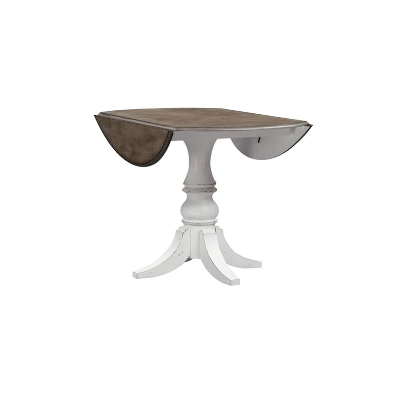 Magnolia Manor Antique White Weathered Bark Drop Leaf Table