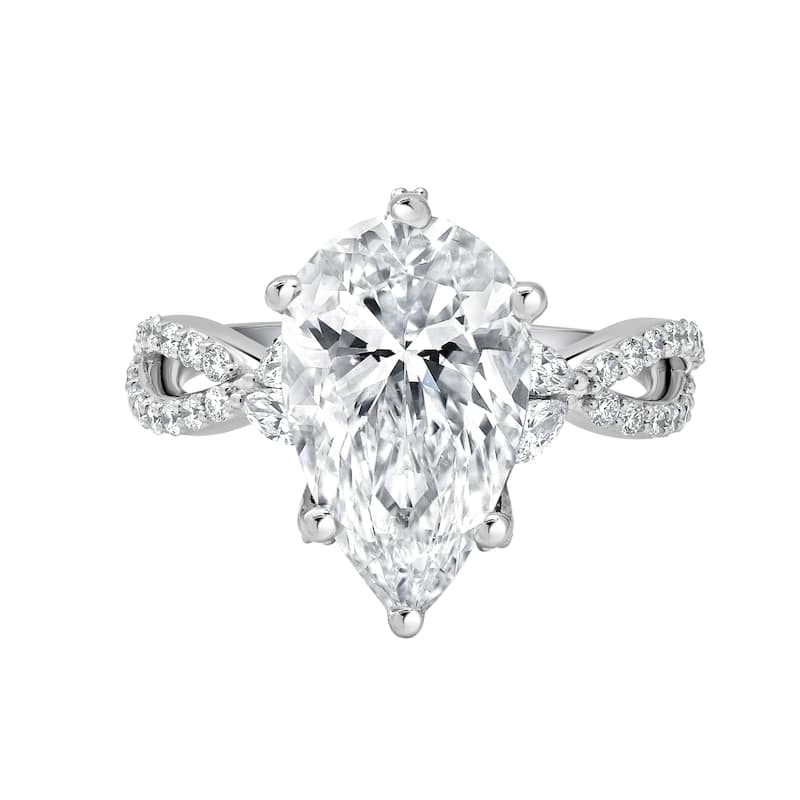 Auriya 14k Gold 5 3/4ctw Pear-Shaped Lab grown Twisted-Vine Diamond Engagement Ring (E-F VS) - White - 4