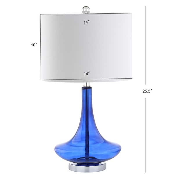 dimension image slide 3 of 4, Ames 25.5" Glass Teardrop LED Table Lamp, Mercury Silver/Chrome (Set of 2) by JONATHAN Y