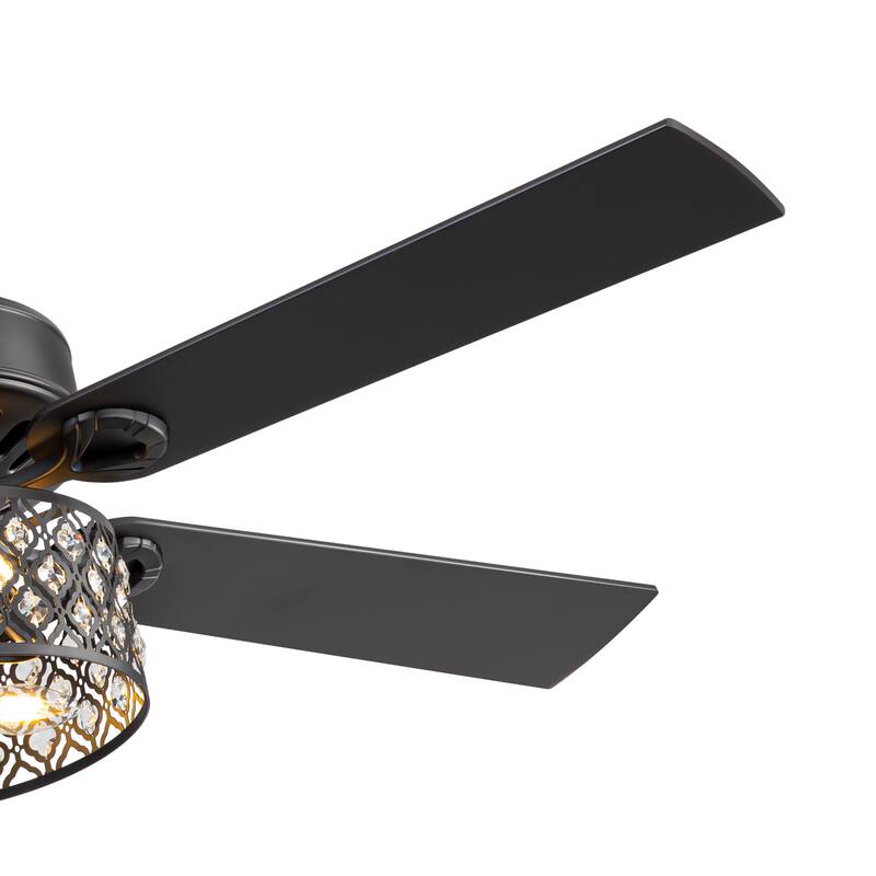 52-inch Reversible 5-Blade Crystal Ceiling Fan with Light and Remote