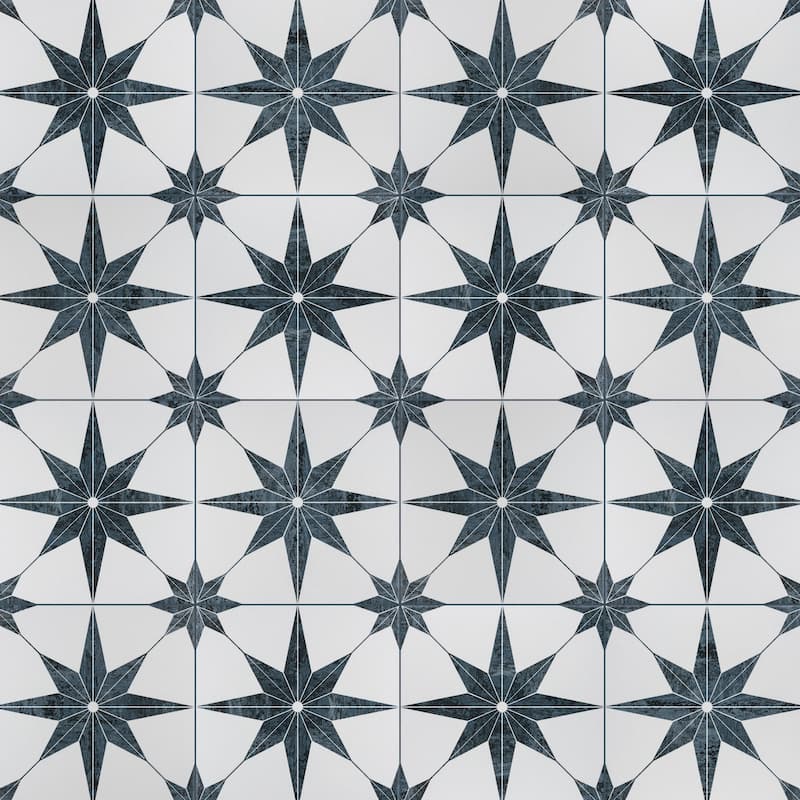 Merola Tile Cassis Stella Black 9-3/4" x 9-3/4" Porcelain Floor and Wall Tile