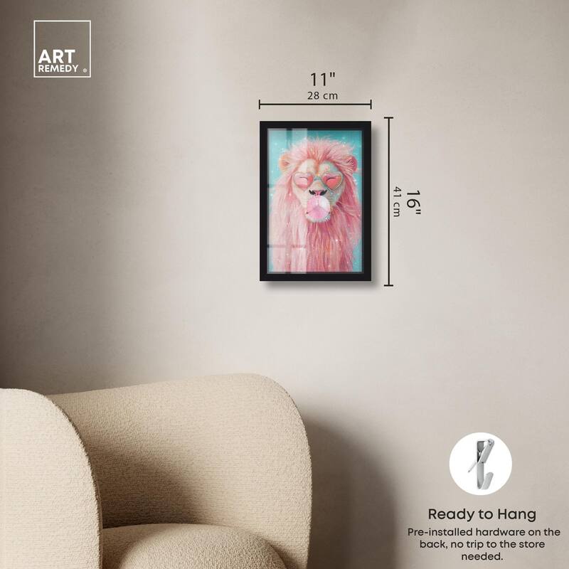 Pastel Lion Bubblegum Shadowbox by Art Remedy
