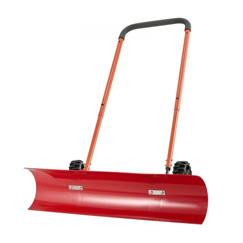 Rolling Snow Shovel with 37.8" Wide Blade and Dual Directional Tilt for Driveway and Walkway Clearing - 37.61” x 16.54” x 52.96”