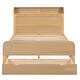 preview thumbnail 5 of 9, Full Size Platform Bed with Headboard and 1 Drawers Underneath, Wooden Storage Bedframe No Box Spring Needed, Natural