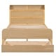preview thumbnail 9 of 22, Full Size Platform Bed with Storage Headboard and Large Drawer, Wood Color
