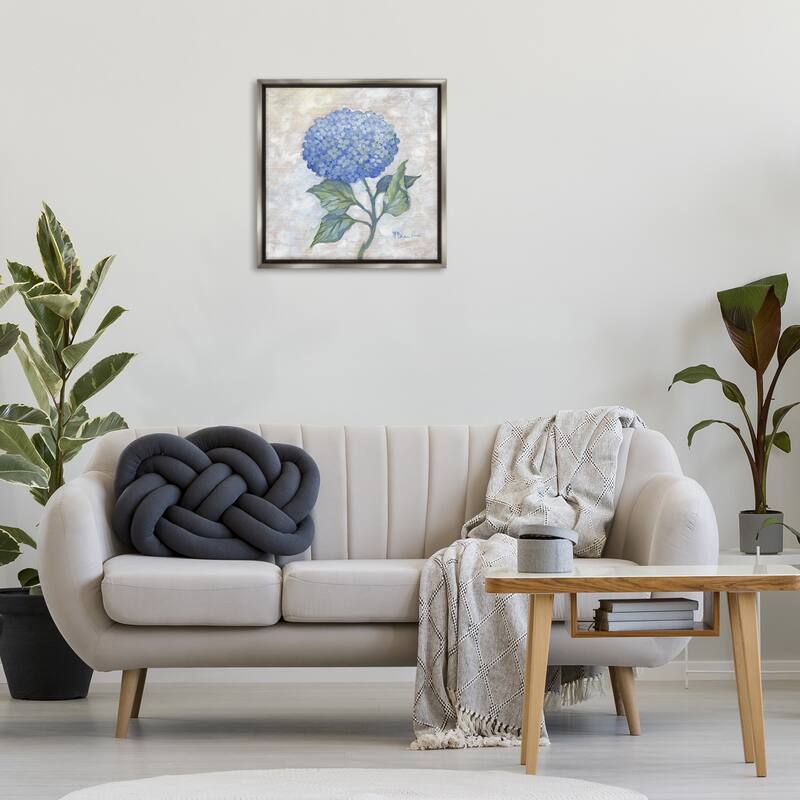 Stupell Traditional Blue Hydrangea Bloom Framed Floater Canvas Wall Art Design By Paul Brent
