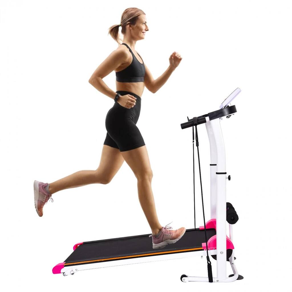 Foldable Manual Walking Treadmill With Sit-up Function, No Need To Plug In, No Motor, With Portable Wheels