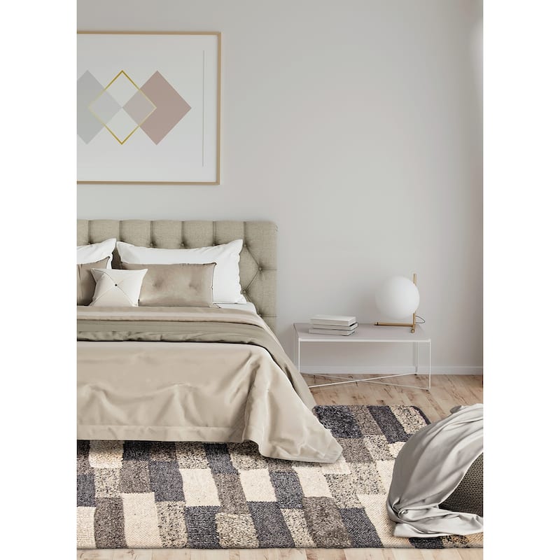 ECARPETGALLERY Braid weave Sienna Grey Wool Rug - 5'9 x 7'10