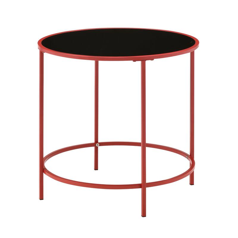 Llewellyn Contemporary 22-inch Glass Top Side Table by Furniture of America - Red