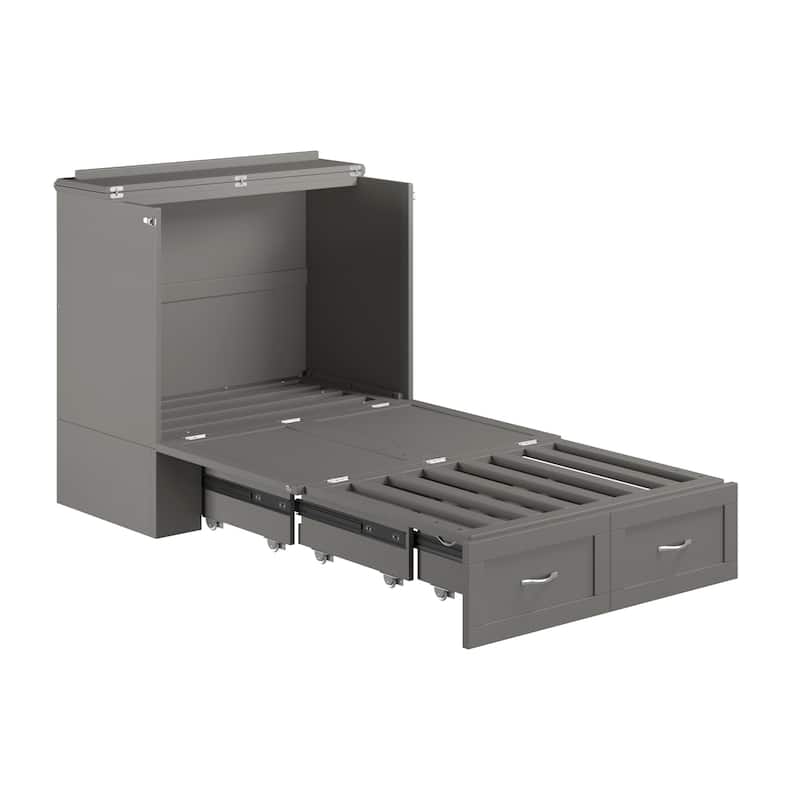 Murphy Bed Chest with Mattress & Charging - Space Saving Folding Bed