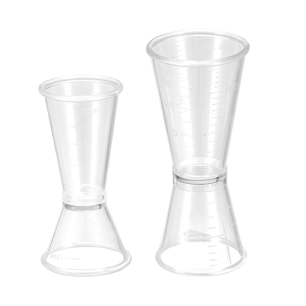Measuring Cup 20ml/10ml, 40ml/20ml, PC Double Head Beaker 2in1 Set - Clear