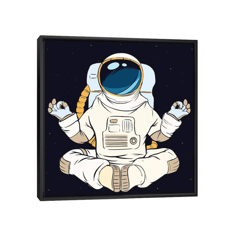iCanvas "Astronaut and meditation" by Art Mirano Framed Canvas Print - Black - 18x18