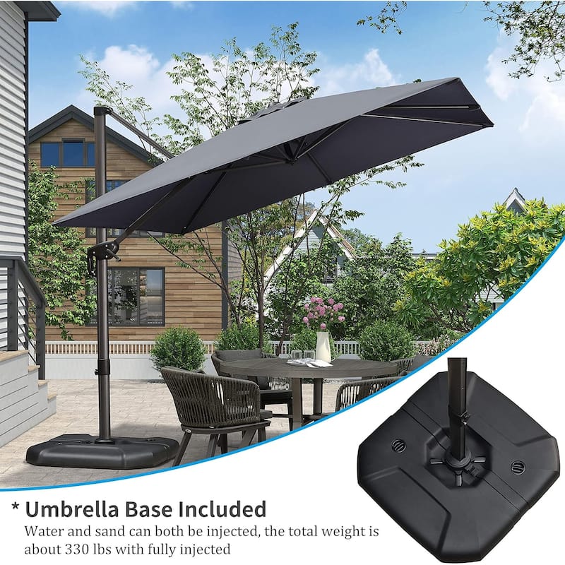 PURPLE LEAF 10 ft 360 Degree Rotation Patio Umbrella With Base - Grey
