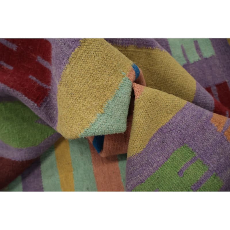 Hand Woven Oriental 100% Wool Carpet Southwestern Tribal Green Kilim Area Rug - 10' 7'' X 8' 5''