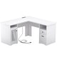 preview thumbnail 18 of 70, Modern Farmhouse L-Shape Desk with File Cabinet and Drawers, Homer Office Executive Desk with Charge Station