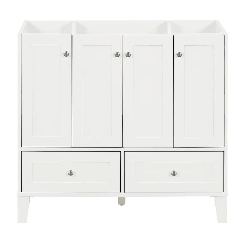 36'' Bathroom Vanity with Sink Set, Solid Wood Frame Bathroom Storage Cabinet, Freestanding Vanity Set