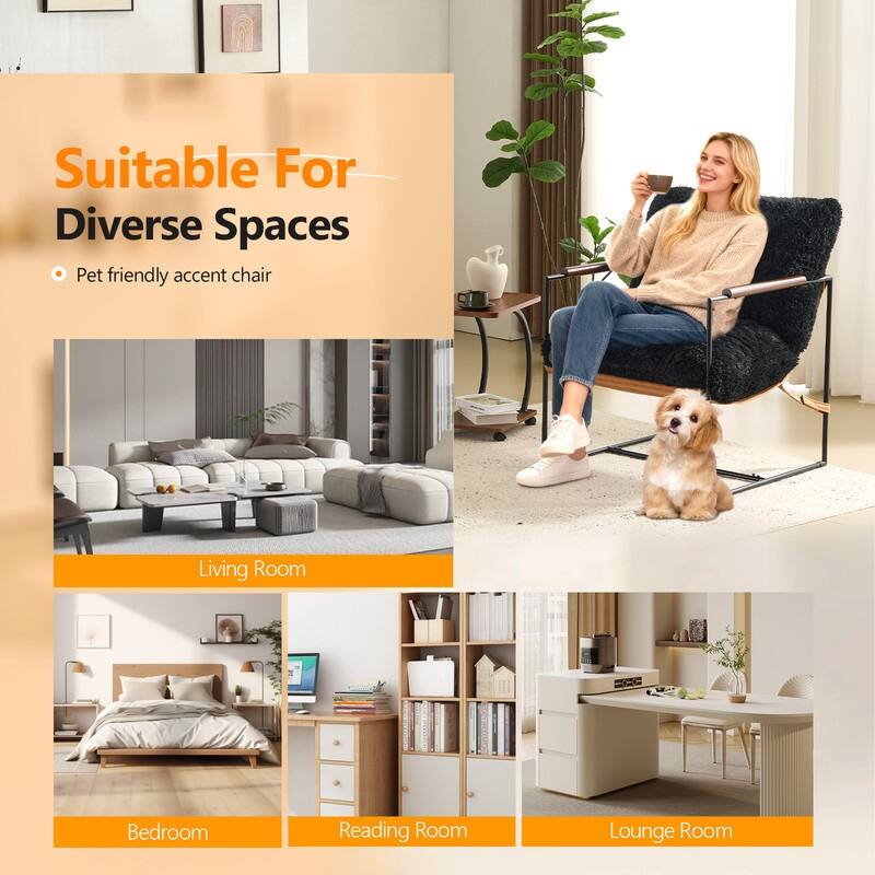 Lazy Chair - Rubber Wood Arms, Iron Frame (Living Room/Bedroom)