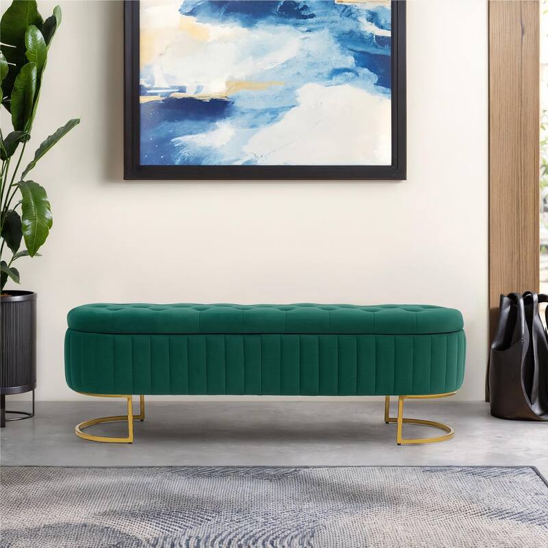 Velvet Storage Bench for Bedroom