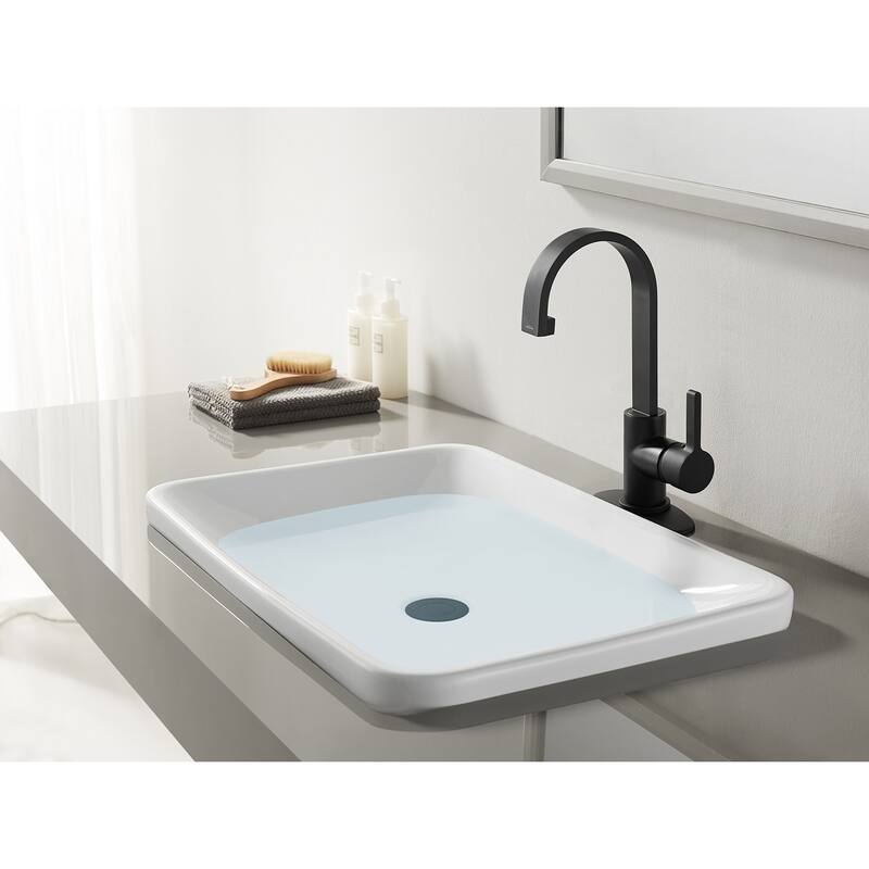 Kingston Brass Continental Single-Handle 1-Hole Deck Mount Bathroom Faucet with Push Pop-Up - Matte Black