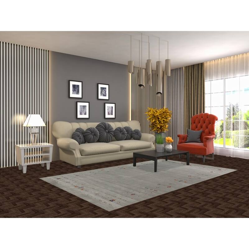 Hand Knotted Oriental 100% Wool Carpet Tribal Tribal Green Gabbeh Area Rug - 8' 1'' X 4' 10''