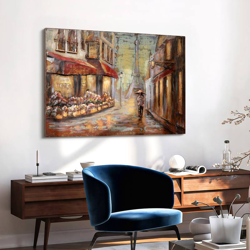 "Solo in Paris" Mixed Media Iron Hand Painted Dimensional Wall Art