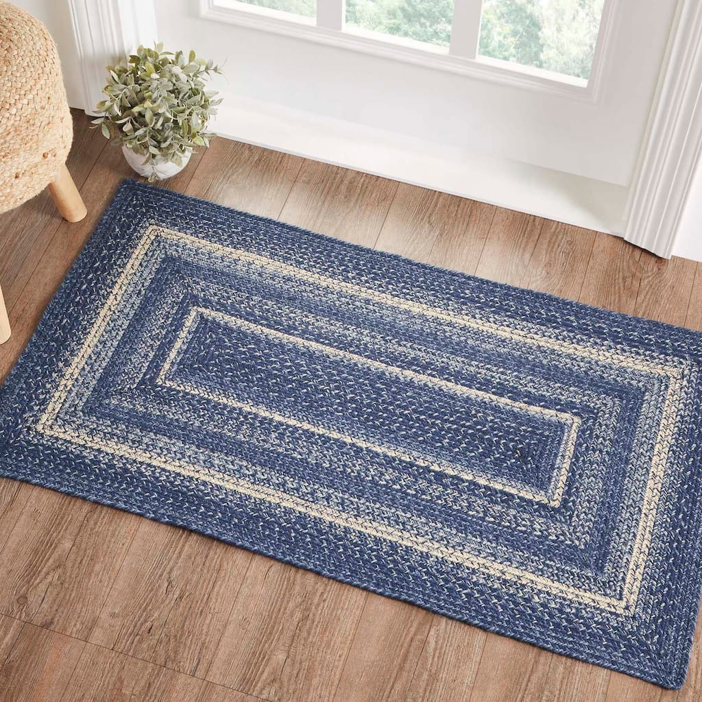 Great Falls Blue Jute Rug Rect w/ Pad 27x48 - 27" x 48" Rectangle