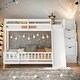 preview thumbnail 12 of 17, Twin over Twin Bunk Bed with Safety Guardrails,Pine Solid Wooden Kids Beds with Slide and Storage Staircase