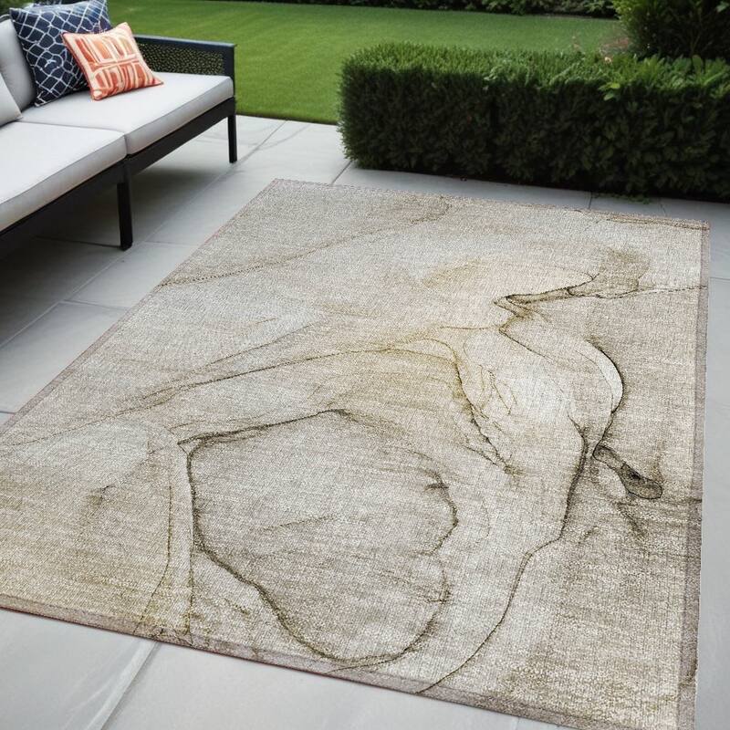 Almiso Artistic Abstract Weather Resistant Classic Meets Modern Outdoor Rug - 5' X 8' - Multi