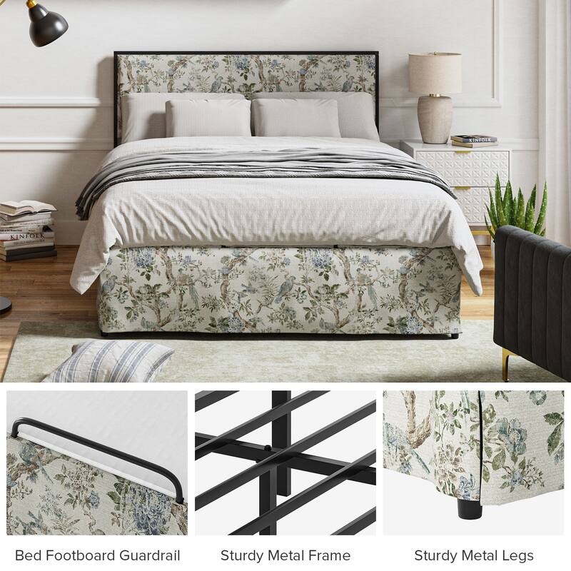 Oliver Modern Washable Slipcover Bed Upholstered Metal by HULALA HOME