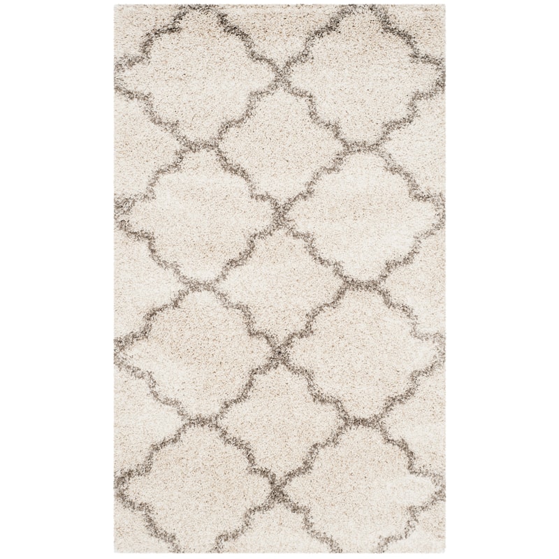 SAFAVIEH Hudson Shag Jeryl Glam Trellis 2-inch Area Rug - 3' x 5' - Ivory/Grey