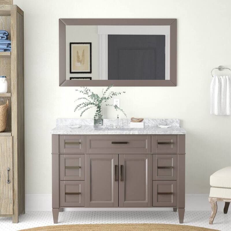 Vanity Art 48-Inch Bathroom Vanity Set with Carrara Marble Top - Grey