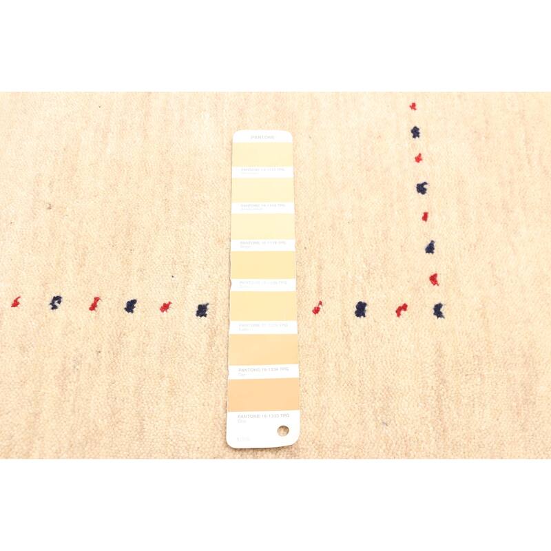 ECARPETGALLERY Hand Loomed Kashkuli Gabbeh Beige Wool Rug - 4'1 x 5'8