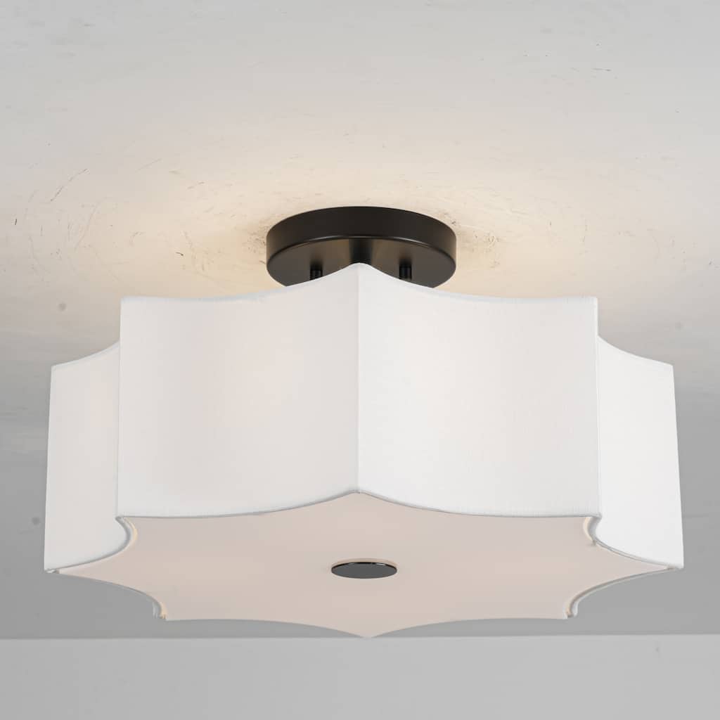 4-Light Modern Fabric Flush Mount Ceiling Light with Octagon Shade for Bedroom - 4 Light
