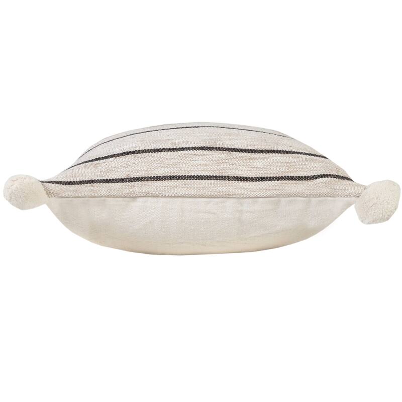 20" White and Black Striped Square Throw Pillow