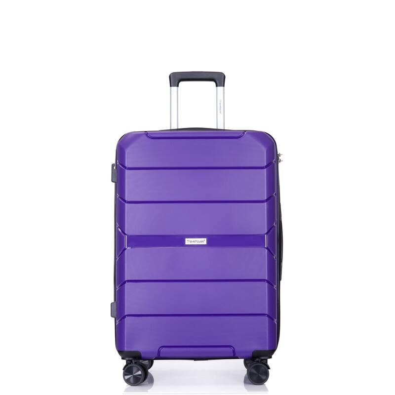 Purple 3 Piece Carry on Luggage Airline Approved Hard Case Trunk Bed