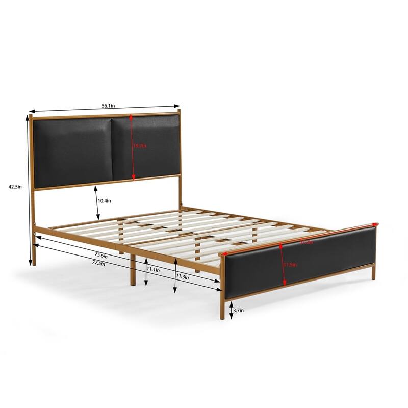 Classic Metal Platform bed with support legs