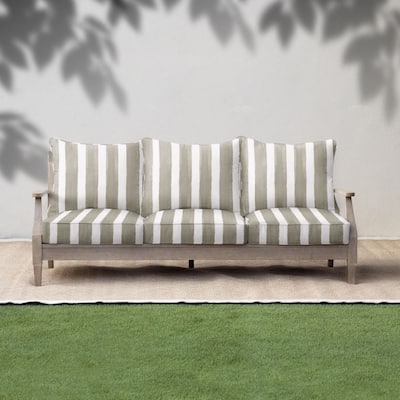 Sorra Home Tan and White Stripe Indoor/Outdoor Deep Seating Pillow and Cushion Set