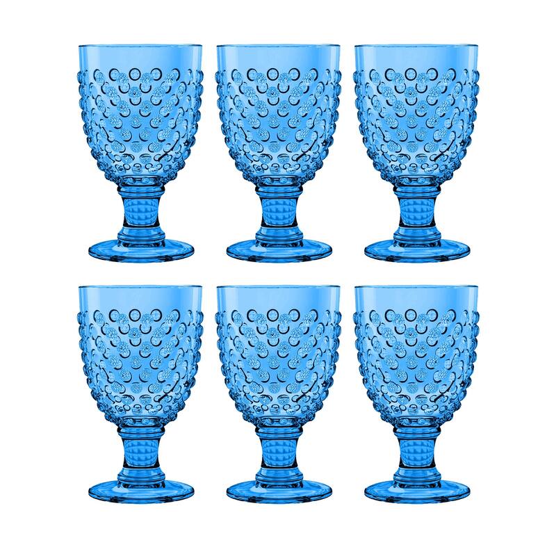 Abode Homewares Hobnail Acrylic Wine Glass - 17 oz - Set of 6 - Cobalt Blue