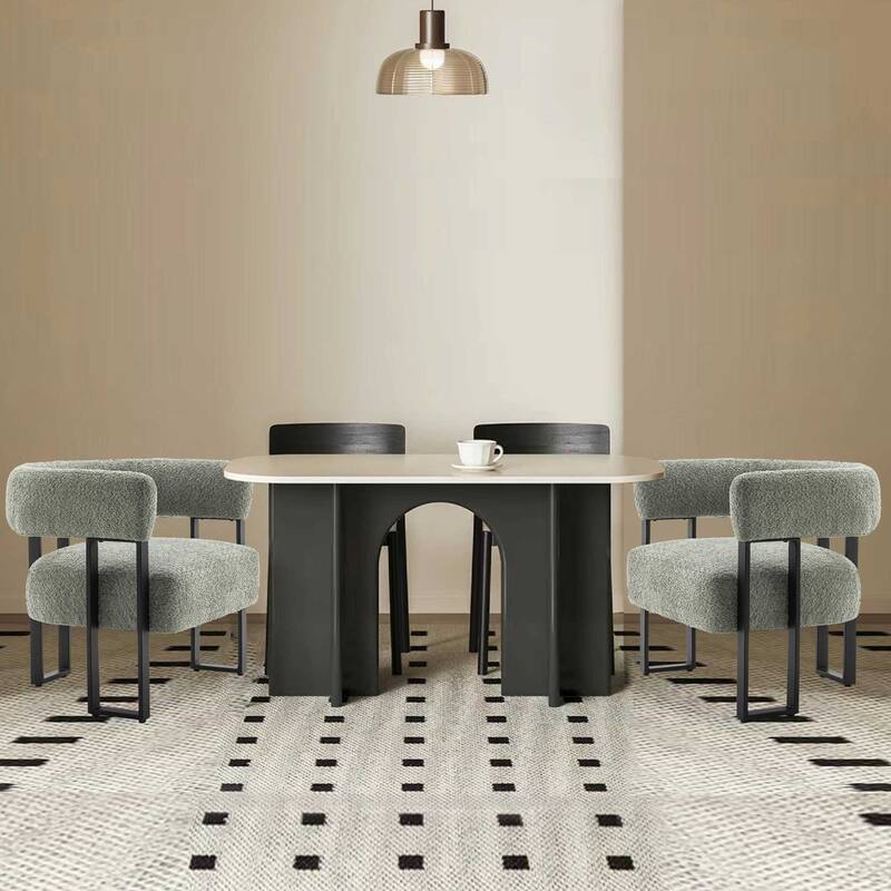 Upholstered Teddy Velvet Accent Chair, Modern Boucle Armchair