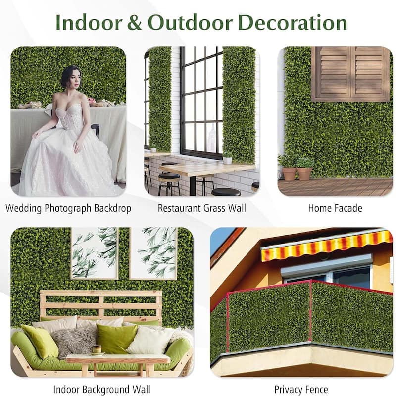 12 PCS Artificial Boxwood Panels Garden Privacy Fence Screen