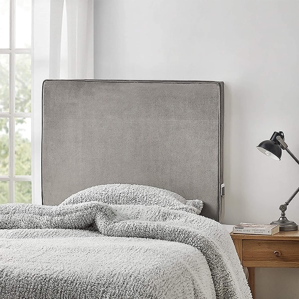 slide 2 of 21, Rainha - Memory Foam Cushioned Velvet Dorm Headboard Alloy Cloud