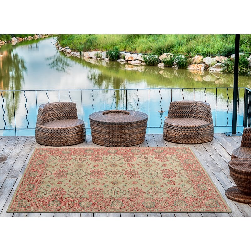 Indoor/Outdoor Hand-Tufted Robinson Teal Polyester Rug (4'0 x 6'0)