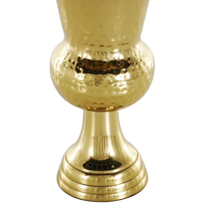 Aluminum Metal Goblet Inspired Hammered Decorative Vase - Gold or Silver - Roche River Decor