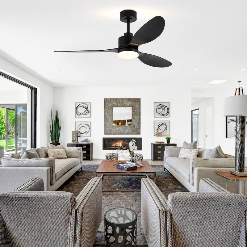 52" 3-Blade Gold Ceiling Fans with LED Light Remote Control - 52 Inch