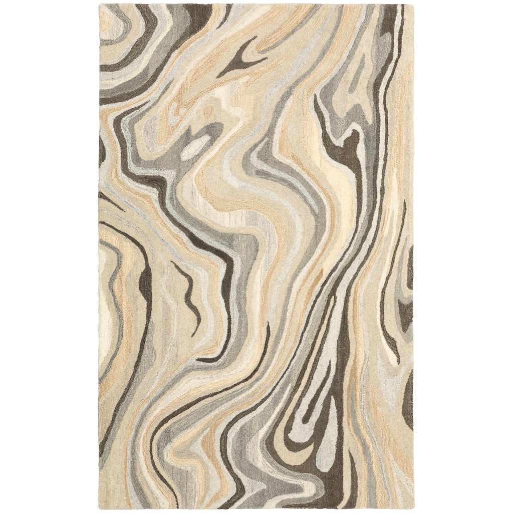 Style Haven Alana Abstract Waves Hand-made Natural Colored Wool Area Rug