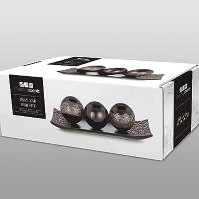 Creative Scents Dublin Brown Home Decor Tray and Orbs Set