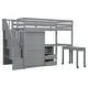 preview thumbnail 102 of 112, Space-Saving Wood Loft Bed with Storage Stairs & Wardrobe, Multifunctional Furniture Bed Frame with Desk & Drawers
