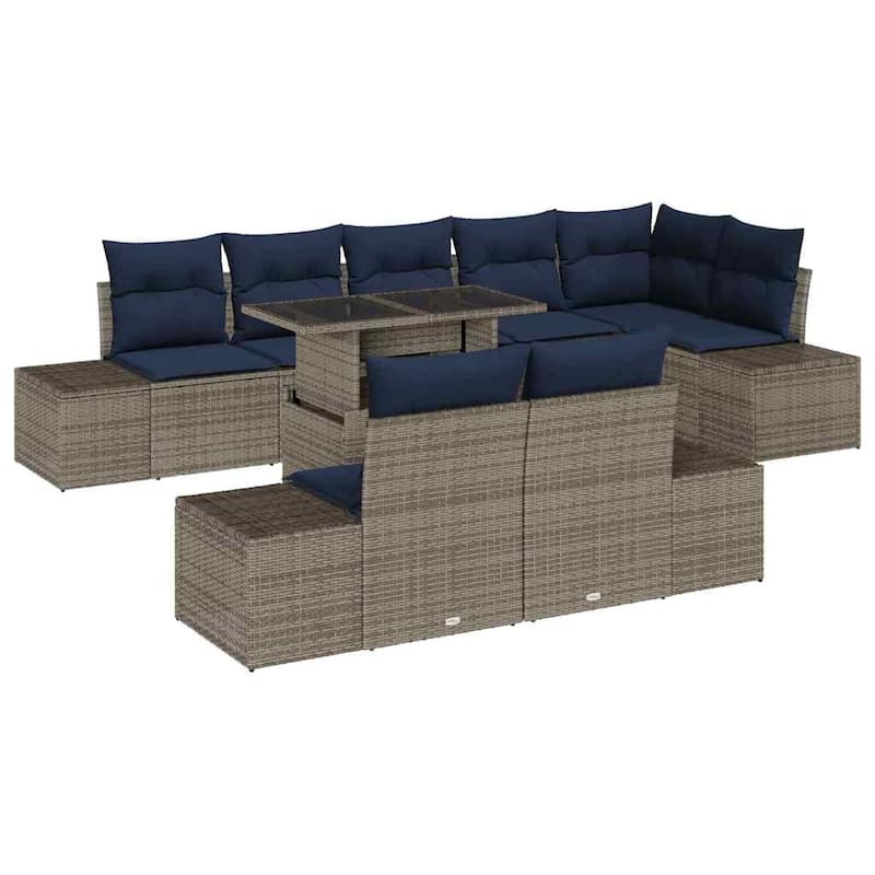 vidaXL 9 Piece Garden Sofa Set with Cushions - 125.6×60.6×27.2