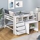 preview thumbnail 1 of 27, Full Size Low Loft Bed with Pull Out Study Desk, Kids Bedroom Multi-Functional Loft Bed with 3 Storage Drawers & Shelves White - Full