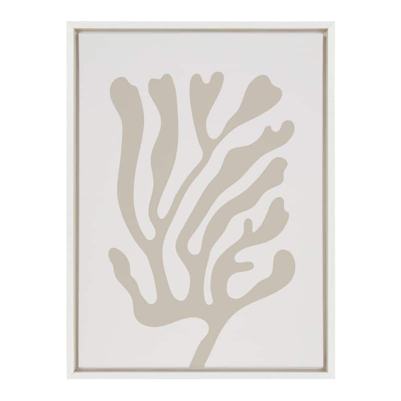 Kate and Laurel Coral Coastal Beige Canvas by Creative Bunch Studio